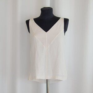 Derek Lam 100% Silk White V-neck Sleeveless Top Sz 2